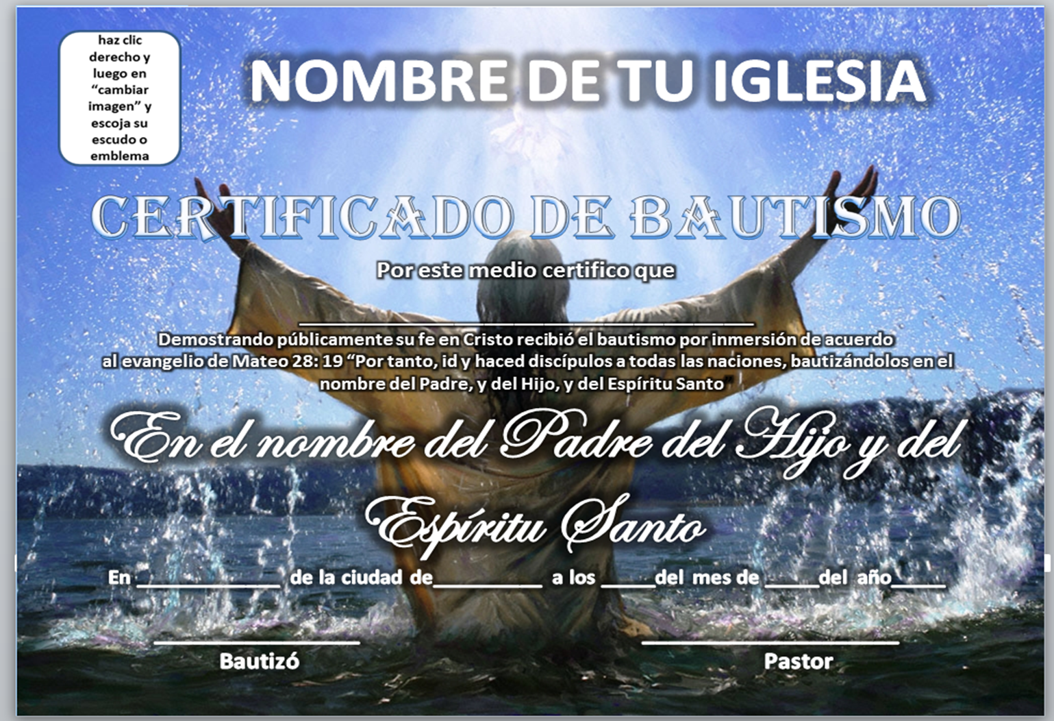CERTIFICADOS DE BAUTISMO PARA DESCARGAR - Mar de Vida Abundante
