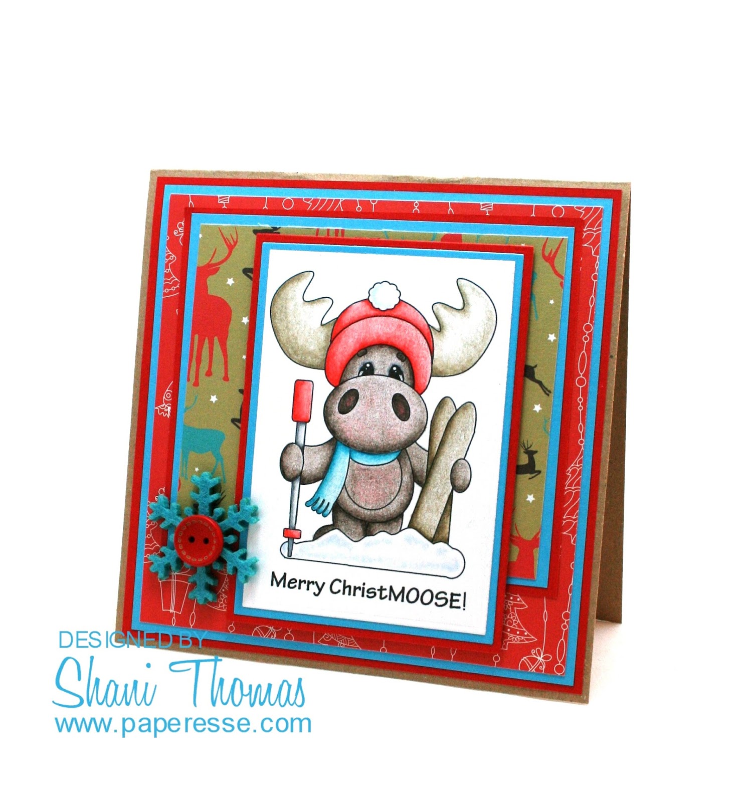 Merry ChristMOOSE card featuring Digi Web Studio Mike the Moose stamp