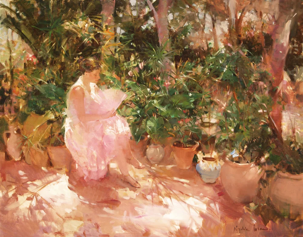 Nydia Lozano 1947 | Spanish Impressionist Figurative painter | Ladies with flowers