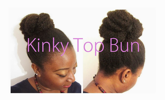 Coiffure cheveux crépus - kinky top bun