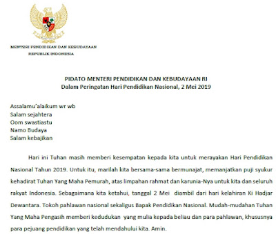 Download Naskah Pidato Sambutan Mendikbud Pada Upacara Peringatan Hardiknas 2019 Idn Paperplane