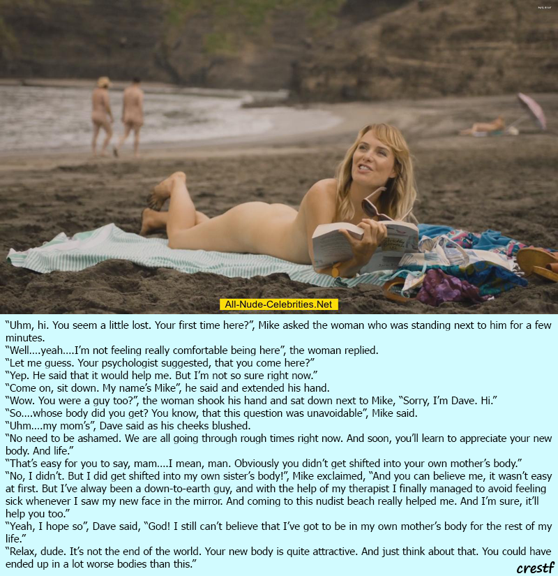 CrestF TG Captions: Nudist Beach.