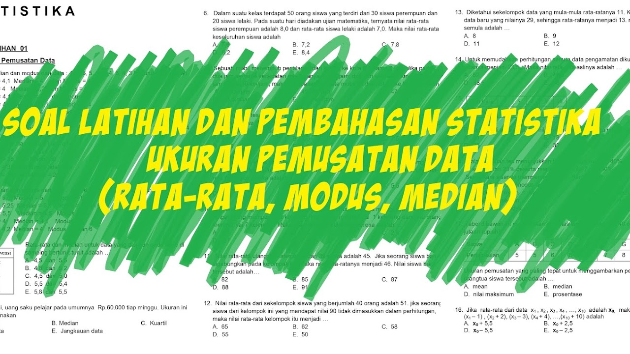 Matematika Dasar Sma Soal Dan Pembahasan Ukuran Pemusatan Data Rata Rata Median Dan Modus Untuk Data Tunggal Defantri Com