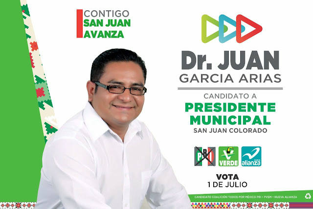 Bajan a candidato del PRI en San Juan Colorado