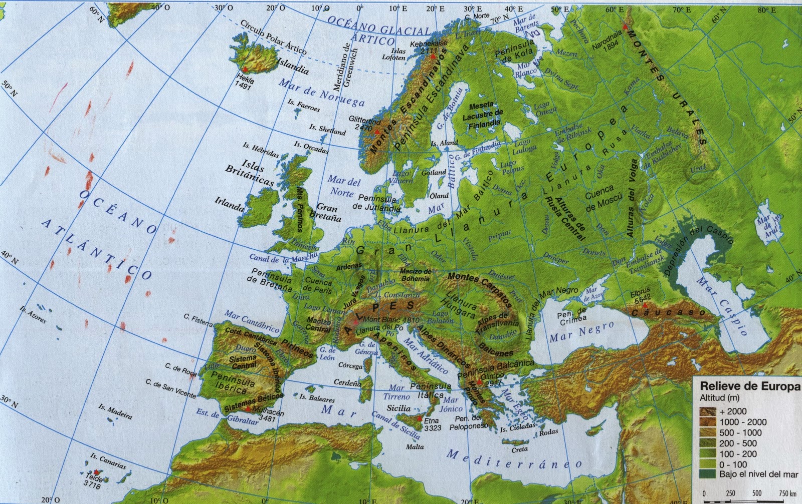 Clases de Ciencias Sociales: Mapas de Europa Física