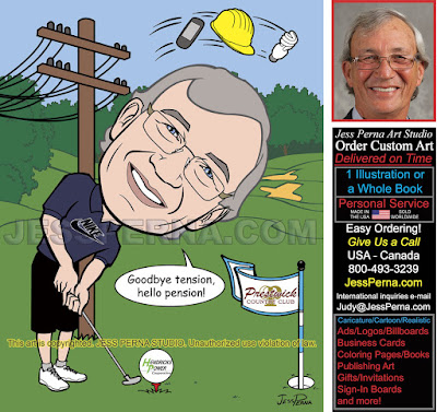 Retirement Golfer Caricature Order Cartoon Art