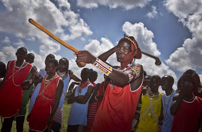 Throwing javelin at the  Maasai Olympics 2014 Kenya 