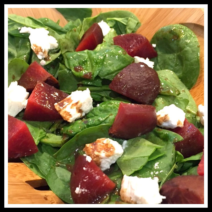 The Baking Bookworm Beet and Goat Cheese Spinach Salad