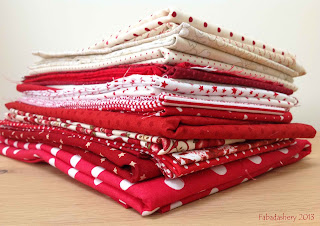 Red and Cream  White Fabric Stash Fabadashery