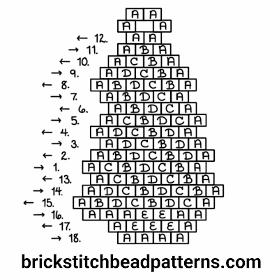 Red Garland Christmas Tree Brick Stitch Beaded Earring Pendant Pattern Word Chart Click for a larger image of the Red Garland Christmas Tree brick stitch bead pattern word chart.