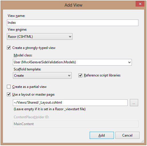 Server Side Model Validation in MVC 4 Razor