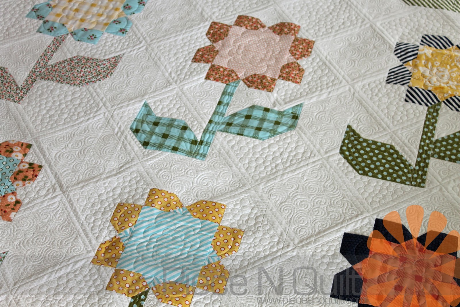 Piece N Quilt Cottage Blossoms Custom Machine Quilting by Natalia Bonner