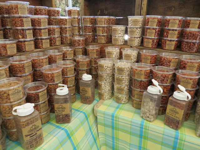 Tubs of nuts at San Mateo Farmers Market