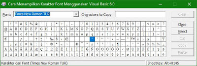 Cara Menampilkan Karakter Font Menggunakan Visual Basic 6.0