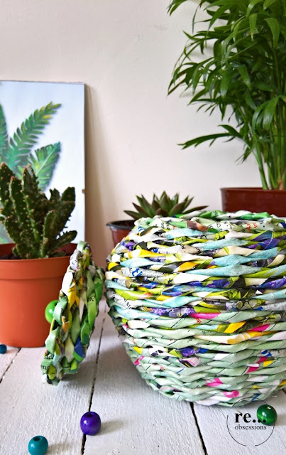 paper, recycle, upcycle, paper wicker, basket, papierowa wiklina, koszyk, colorful, pastel