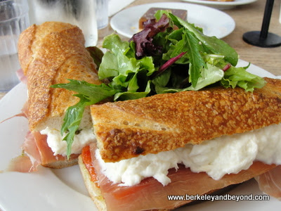 red pepper-burrata sandwich at Huckleberry Cafe in Santa Monica, California red pepper-burrata sandwich at Huckleberry Cafe in Santa Monica, California