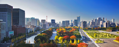 Autumn view of Tokyo Gardens adjacent to Palace Hotel Tokyo