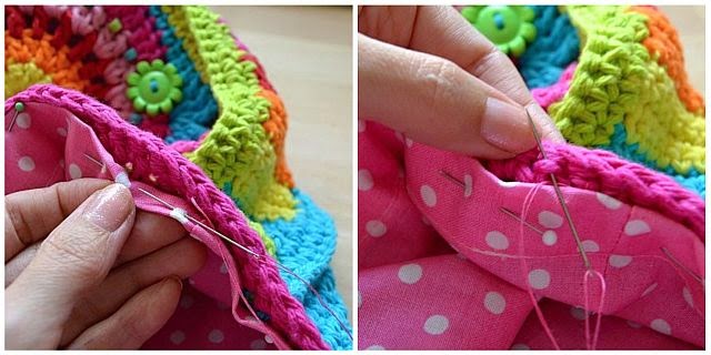 How to make a lining to crocheted bag