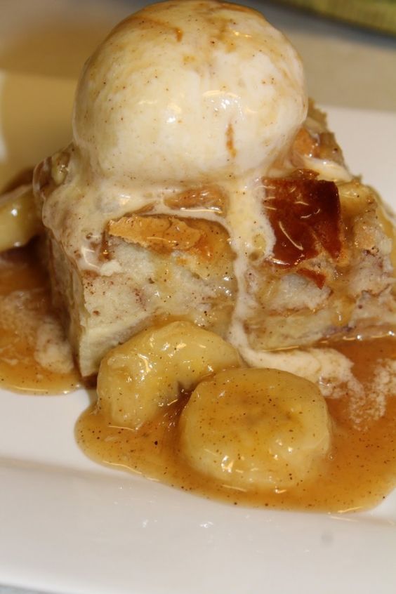 Ohana Bread Pudding With Bananas Foster Sauce Simple Delicious Desserts