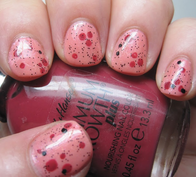 Accents with Sally Hansen Beautiful Berry and Nubar Black Polka Dot