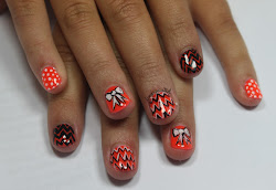 nail acrylic bow nails gel finger clients painted orange