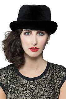 EM-EL Women's Black Sheared Mink Derby Fur Hat EM-EL Women's Black Sheared Mink Derby Fur Hat
