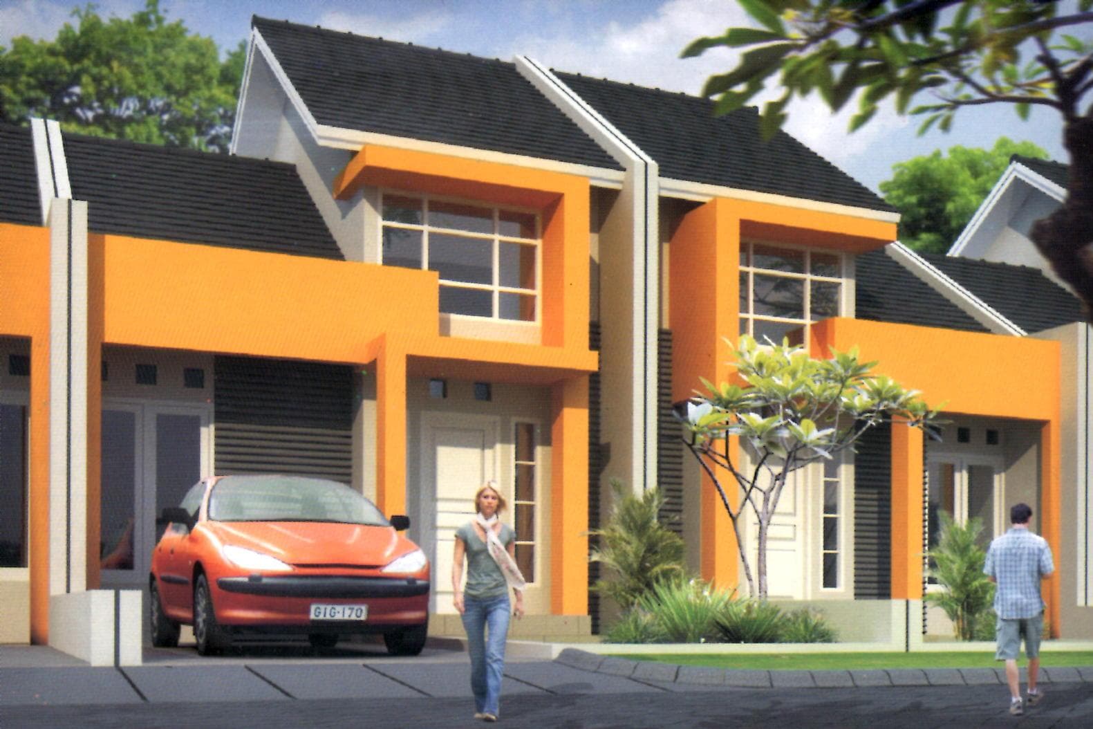 43 Contoh  Cat Rumah  Minimalis  Warna  Orange Yang Nampak 