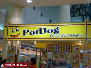 pot dog yummy delights funny sign, eating dog meat