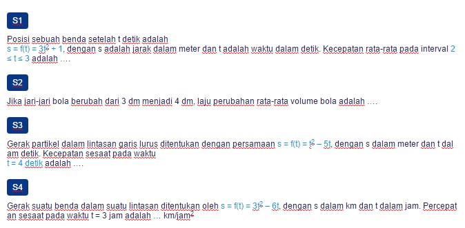 103 Contoh Soal Laju Perubahan Sesaat Suatu Fungsi Lengkap Dikdasmen