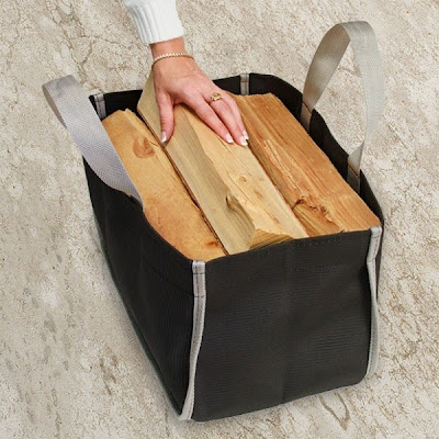 canvas bag for toting and storing firewood logs