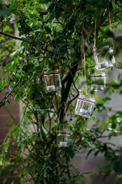 Farolillos con botes de cristal diy