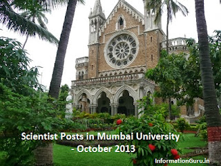 Scientist Posts in Mumbai University - October 2013