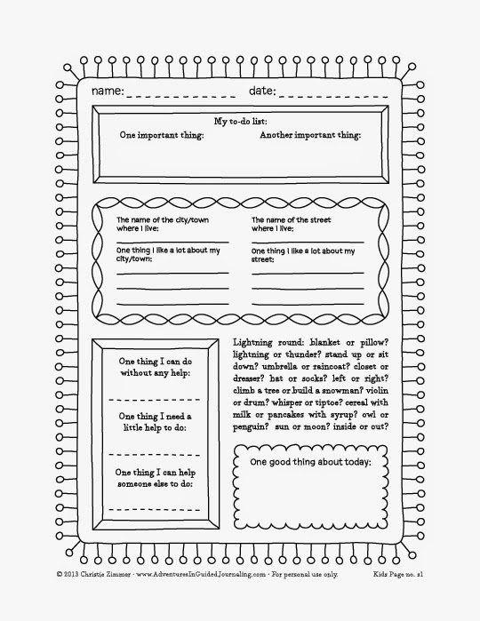 Adventures In Guided Journaling Printable Journal Pages For Kids