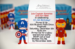 captain america invitations, birthday invitations