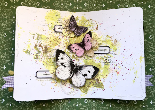 The Butterfly Fly Mixed Media Card by Angela Tombari using BoBunny On This Day Collection