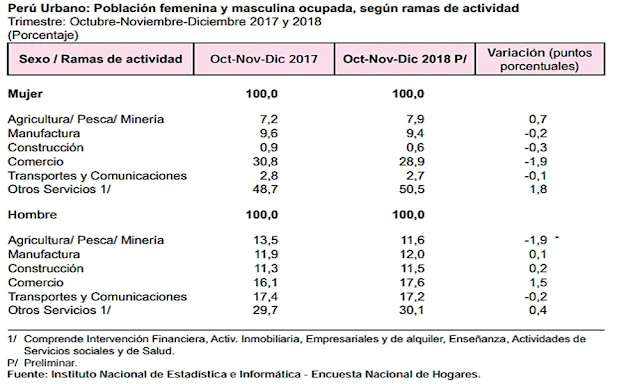  Población femenina y masculina ocupada, según ramas de actividad