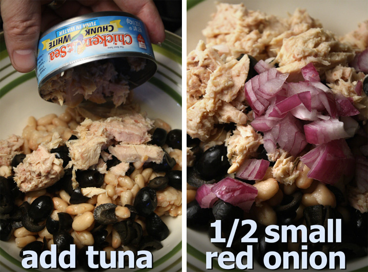 The 99 Cent Chef White Beans, Black Olives & Tuna