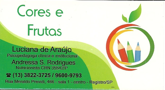 Cores e Frutas - Luciana Araújo psicopedagoga Clínica em Registro-SP