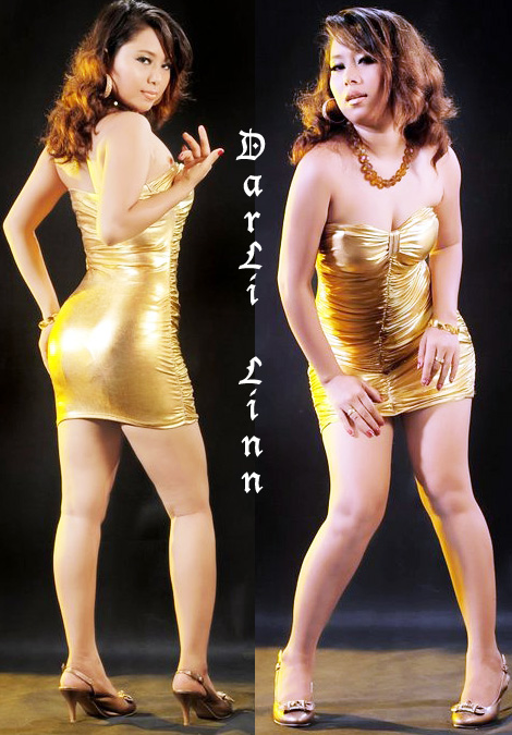 Dar Li Linn Photos in Golden Dress