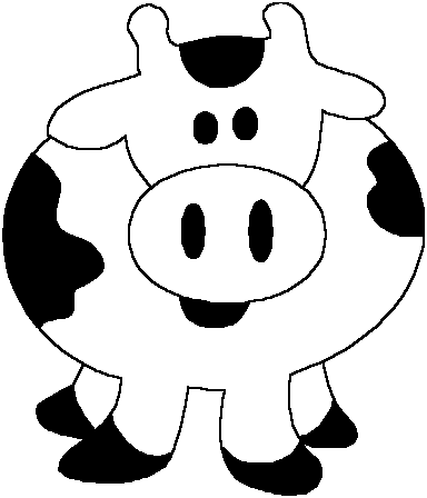 Dibujo para niños de una vaca para colorear, pintar e imprimir