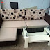 Bộ Sofa Cũ Bọc Vải L Màu Trắng Đen