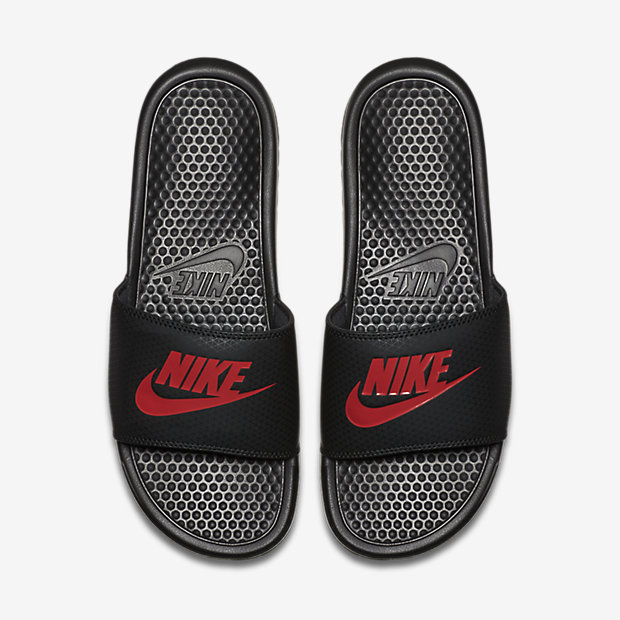 nike benassi swoosh red golden check slides