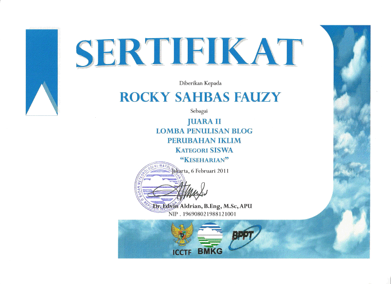 Contoh Sertifikat Penghargaan Lomba - Piagam atau sertifikat