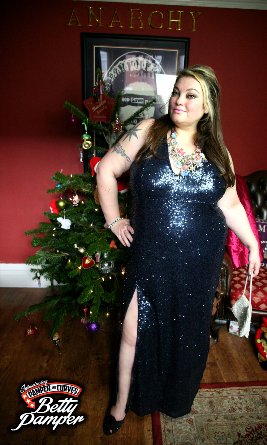 Pamper and Curves: Lovedrobe Sequin Trim Maxi Dress-Plus size dress