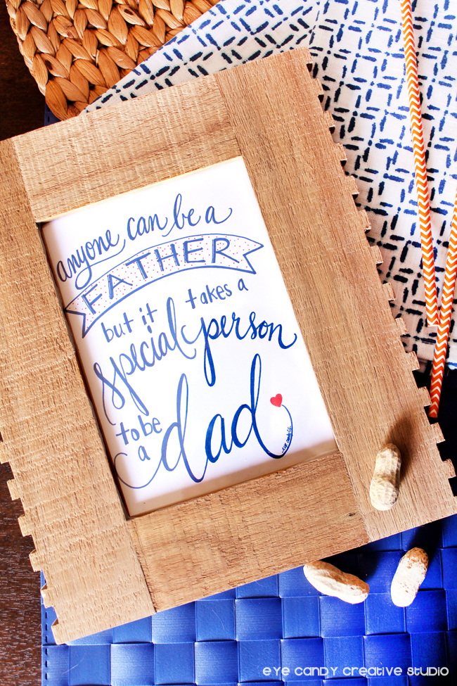 fathers day art print, dad, wood frame, Cold Stone, hand lettering
