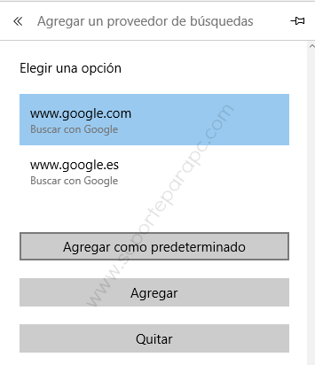 agregar un proveedor de búsquedas