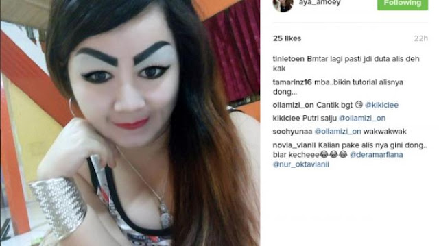 Wanita Ini Dihujani Berbagai Pernyataan dari Para Netizen, Karena Paras Alisnya Yang Nyentrik. Coba` Intip!