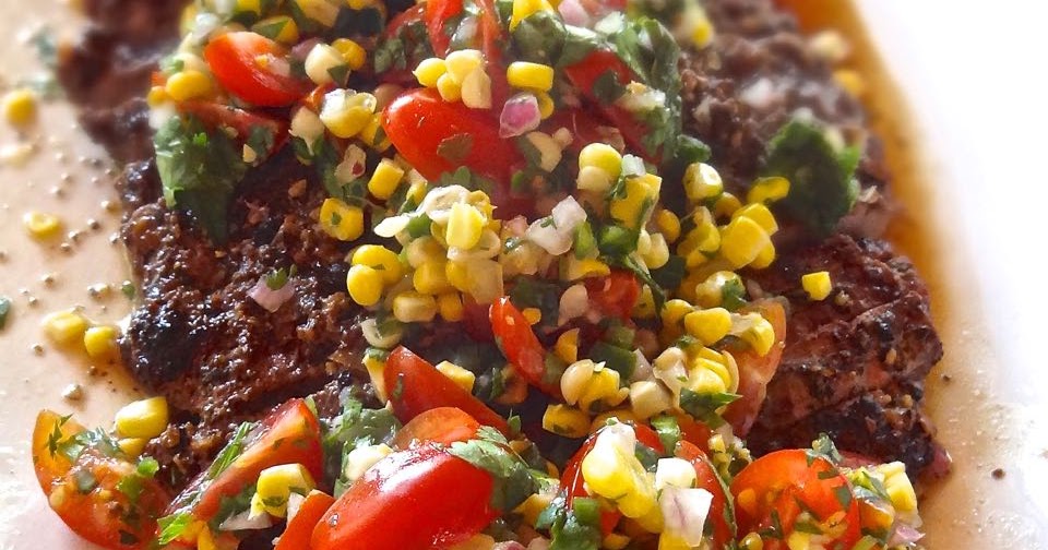 Scrumpdillyicious DryRubbed Flank Steak with Grilled Corn Salsa