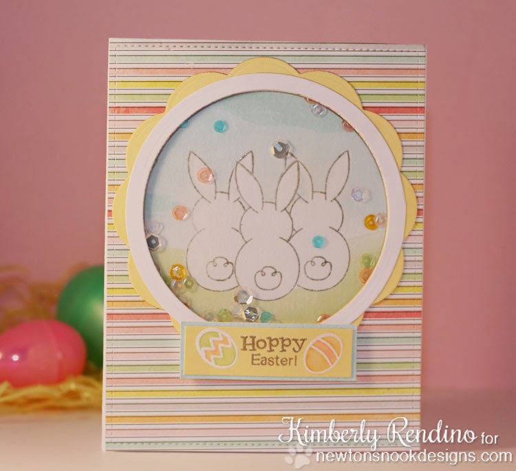 Bunny Hop card by Kimberly Rendino for Newton's Nook Designs | Kimpletekreativity.blogspot.com | Easter | Shaker card