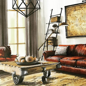 03-Living-Room-and-Reclaimed-Furniture-Sergei-Tihomirov-СЕРГЕЙ-ТИХОМИРОВ-Varied-Living-Room-Interior-Design-Sketches-www-designstack-co